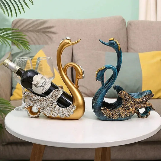 Suporte de Vinho Escultural Cisne em Resina | Husdecor
