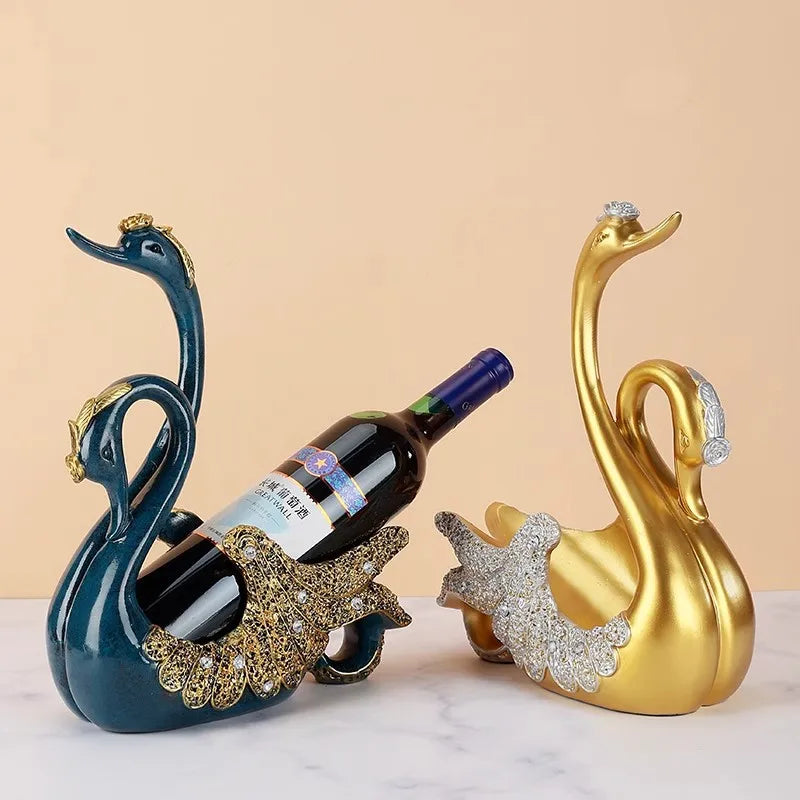 Suporte de Vinho Escultural Cisne em Resina | Husdecor