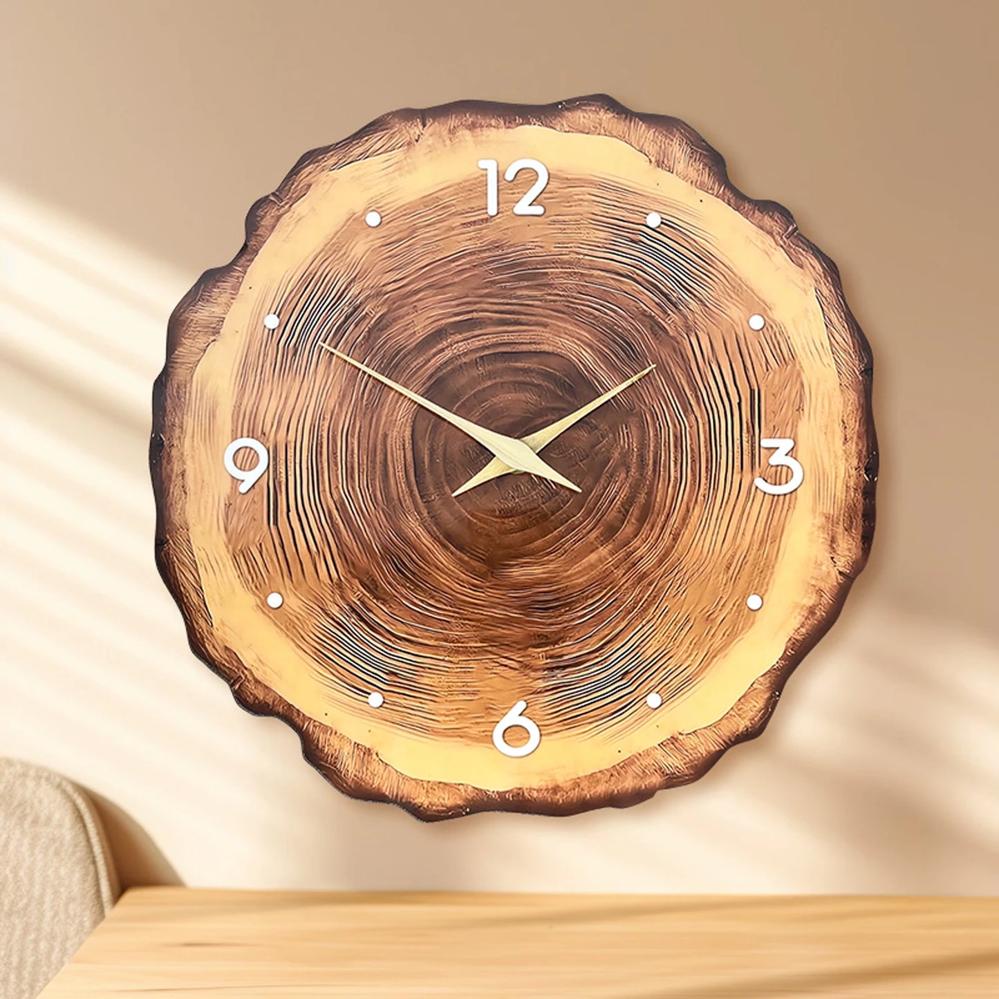 Relógio de Parede em Madeira Natural Tronco | Husdecor