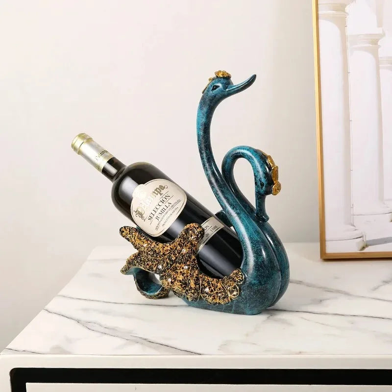Suporte de Vinho Escultural Cisne em Resina | Husdecor