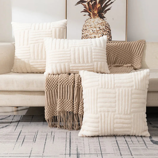 Capa de Almofada em Tricô Tufado com Textura Patchwork | Husdecor