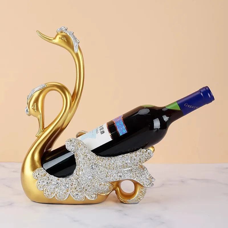 Suporte de Vinho Escultural Cisne em Resina | Husdecor