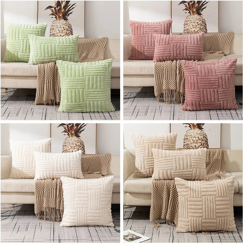 Capa de Almofada em Tricô Tufado com Textura Patchwork | Husdecor