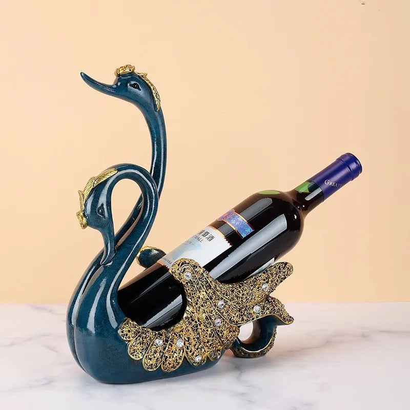 Suporte de Vinho Escultural Cisne em Resina | Husdecor
