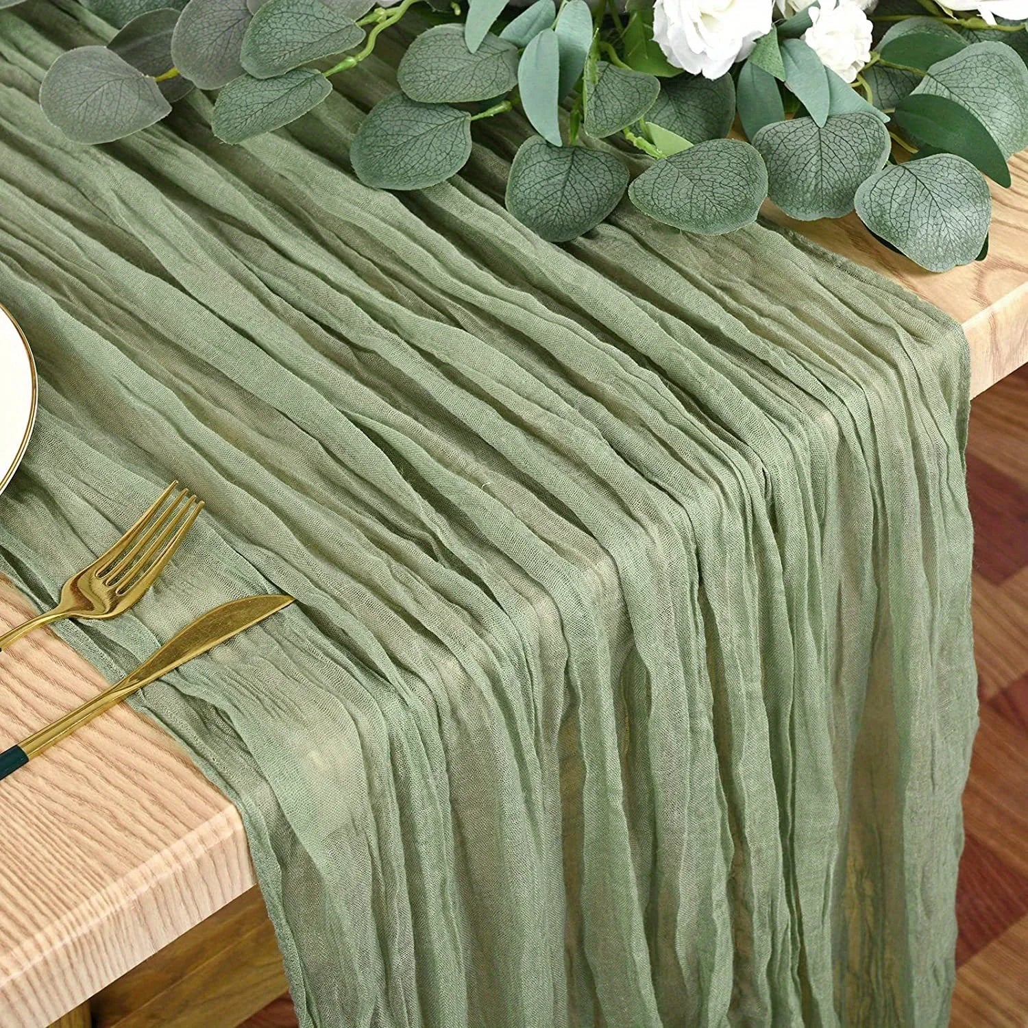 caminho de mesa gaze husdecor verde